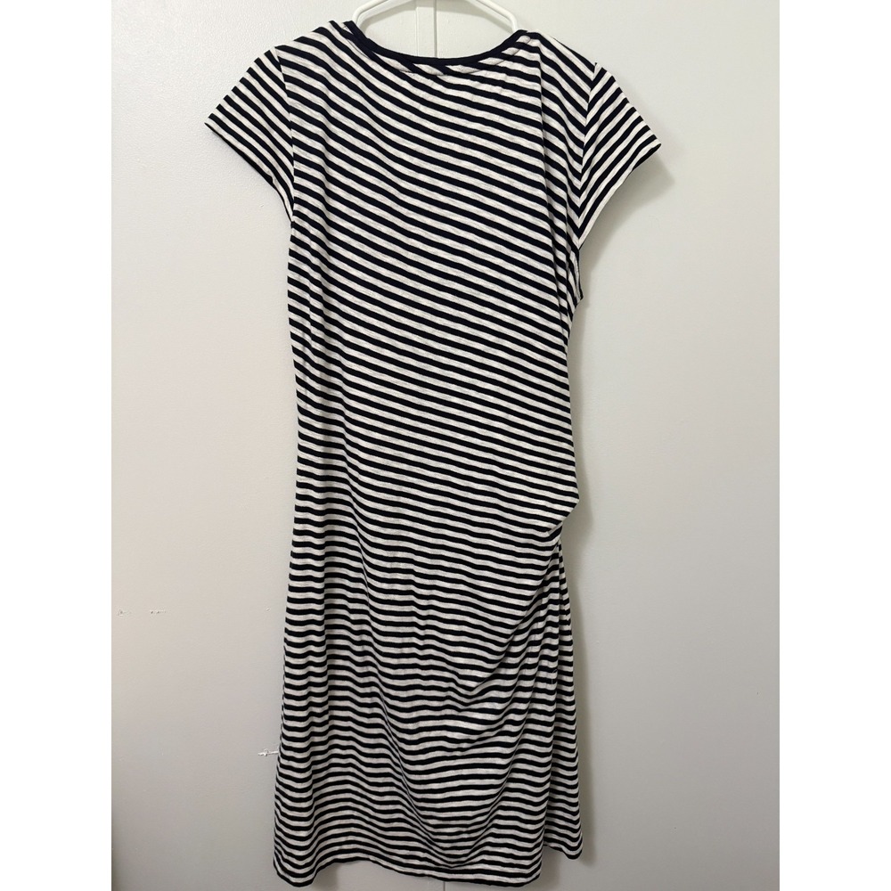 Talbots Cotton Side Tie Shift Dress Stripe Navy Coastal Old Money Nautical Large - Picture 2 of 7